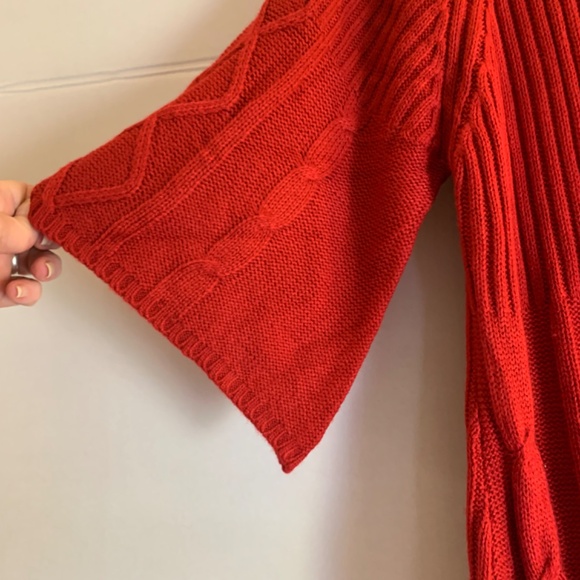 Cottagecore Sweater dress by, Pink Rose, size 1X long red cable knit - Picture 4 of 16